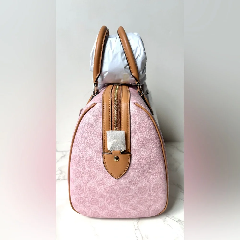 New Coach Large Rowan Powder Pink in Signature Canvas 2026 Release - Picture 6 of 15